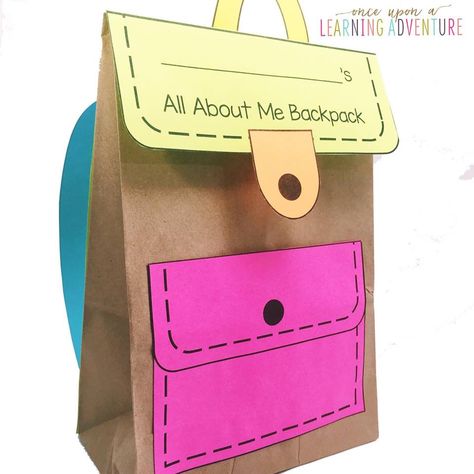 All About Me Backpack, Icebreakers For Kids, All About Me Preschool Theme, Me Preschool Theme, All About Me Crafts, School Icebreakers, Backpack Craft, All About Me Preschool, All About Me Activities