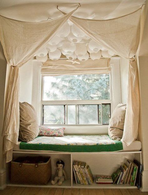 20 Window Seat Book Nooks We’d Love to Have in Our Home Window Seat Nook, Alcove Bed, Cozy Window Seat, Deco Pastel, Window Nook, Diy Window, Cozy Reading Nook, Cozy Nook, Book Nooks