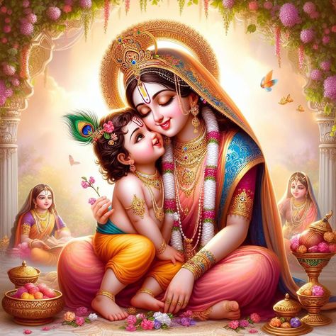 Yasoda Ma Krishna Wallpaper, Bal Krishna With Yashoda, Yashoda And Krishna Baby, Yashoda And Krishna Baby Photoshoot, Krishna With Yashoda, Krishna Yashoda, Little Kanha Ji Images, Funny Face Drawings, Indian Baby Shower Decorations