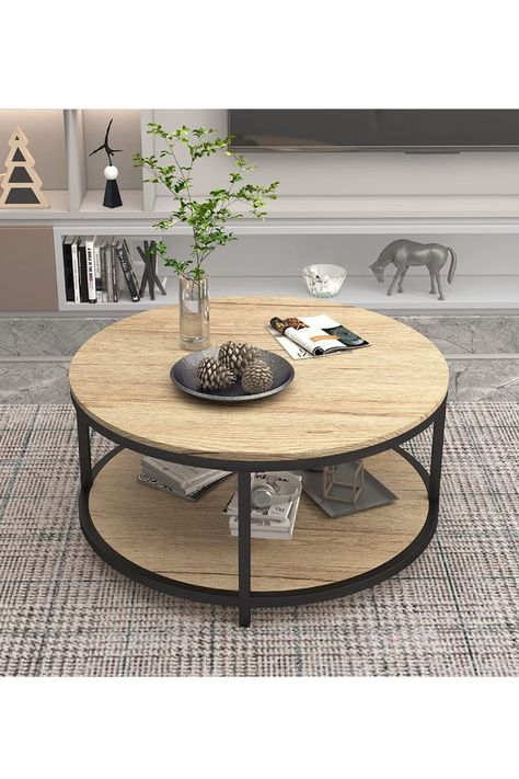 Table For Living Room Modern, Round Coffee Table Rustic, Eclectic Interior Design Vintage, Room Modern Design, Industrial Sofa Table, Coffee Table Rustic, Industrial Sofa, Furniture With Storage, Shelf Black