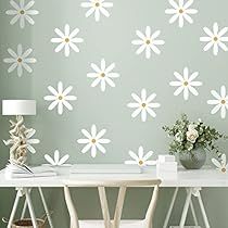 Daisy Decals, Wall Peel And Stick, Wall Decor Classic, White Flower Wall, Big Daisy, Flower Decals, Large Daisy, Daisy Wall, Floral Nursery Decor