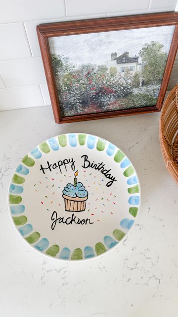 Hand Painted Birthday Plate, First Birthday Plate, Birthday Plate Ideas For Boys, Baby Birthday Plate, Painted Birthday Plate, Birthday Plate Ideas, Birthday Plates Diy, Painting Birthday, Plates Diy