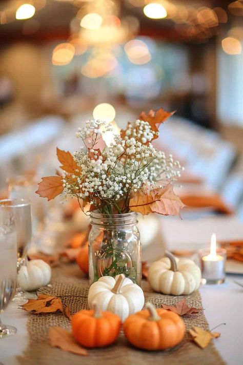 Autumn Elegance: 28 Breathtaking Fall Wedding Centerpieces • Elegant Fall Centerpieces Wedding, Centerpiece For Fall Wedding, Simple Autumn Table Centerpieces, Mum Centerpieces For Table, Fall Party Decorating Ideas, Fall Fest Table Decorations, Simple Fall Centerpieces For Wedding, Fall Wedding Shower Table Decor, Fall Centerpieces Birthday