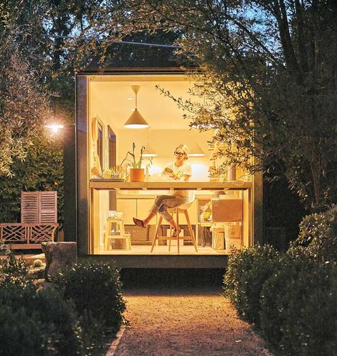 Big Box Theory: Shipping Container Converted Into Backyard Pottery Studio - Phoenix Home & Garden Shipping Container Pottery Studio, Garden Pottery Studio, Home Pottery Studio, Container Conversions, Outdoor Sinks, Phoenix Homes, Built In Cabinet, Garden Equipment, Clay Baby