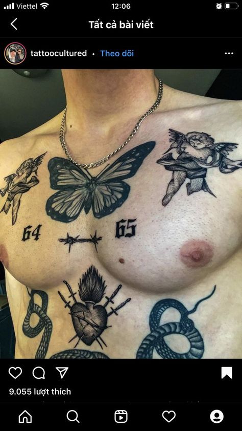 Middle Of Chest Tattoo Men, Old School Tattoo Chest, Mens Sternum Tattoo, Middle Chest Tattoo Men, Pec Tattoo Men, Mid Chest Tattoo, Sax Tattoo, Sternum Tattoo Men, Pec Tattoo