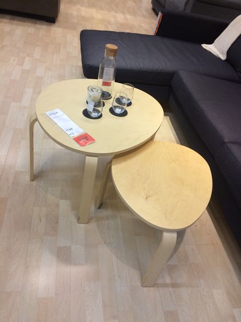 IKEA Svalsta nest of tables, $129 Svalsta Table, Ikea Svalsta, New House Living Room, Birch Veneer, Nest Of Tables, Ikea Store, Tables Set, Nesting Coffee Tables, Office Interior Design