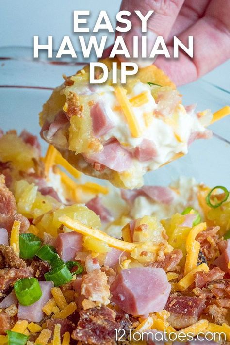 Hawaiin Party Dip, Easy Hawaiian Dip, Hawian Food Sides, Hawaiian Dips Appetizers, Hawian Party Food, Hawaiian Dip Recipes, Hawaiian Christmas Food, Hawaiian Fruit Platter, Hawaiian Dishes Parties