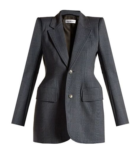 Balenciaga Hourglass Prince of Wales-Check Blazer Accessorize Black Dress, Hourglass Blazer, Leather Pant, Checked Blazer, Cotton Blazer, Going Out Outfits, Prince Of Wales, Tailored Jacket, Who What Wear