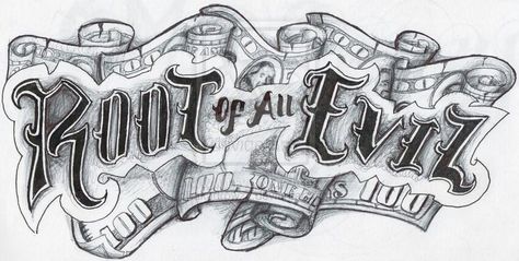 Root of all evil Evil Chest Tattoo, Moneybag Tattoos, Tattoos Money, Money Bag Tattoo, Bag Tattoo, Root Of All Evil, Bag Drawing, 16 Tattoo, Evil Tattoo