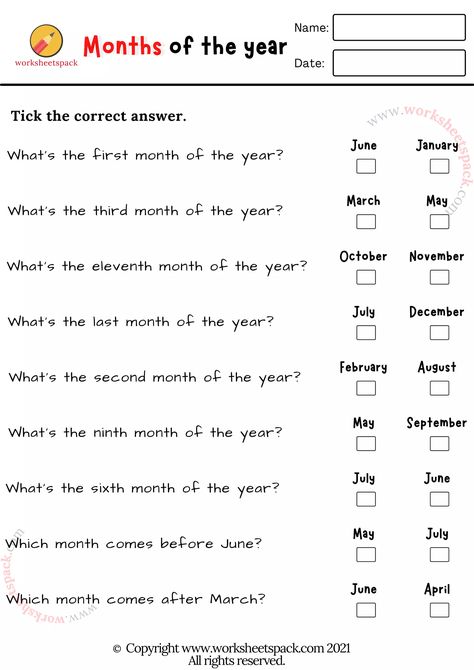 Repeat the months of the year with the checkbox tool. The worksheet was created for teaching 1st-3rd grades. Months Worksheets For Grade 1, Months Of The Year Worksheet For Grade 1, Year 3 English Worksheet, How To Teach Months Of The Year, Months Of The Year Worksheet Preschool, Month Of The Year Worksheet, Month Worksheet, Months In English, Name Of Months