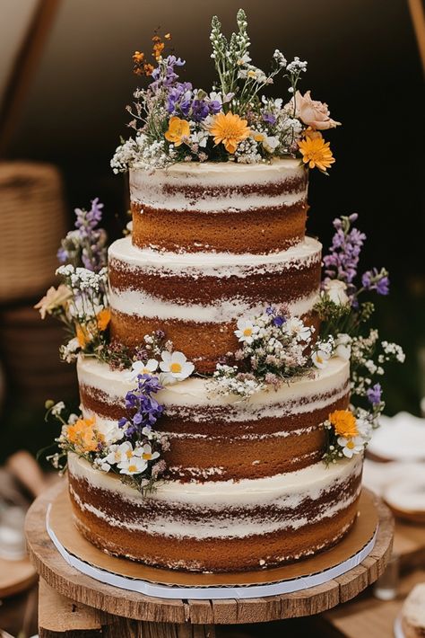 Wedding Cake Fresh Fruit, Unfrosted Wedding Cake, Naked Cake Wedding, Peach Wedding Bouquet, Tropical Wedding Cake, Lavender Cake, Pink And White Weddings, Fresh Flower Cake, Wedding Cakes With Cupcakes