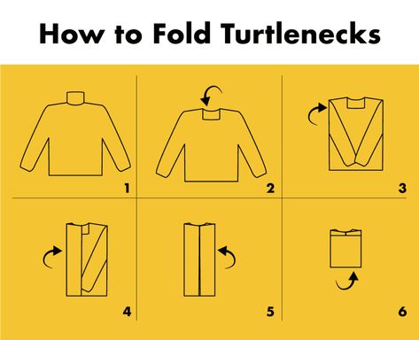 How To Fold Turtle Neck Collar, Fold Turtleneck, How To Fold Turtle Neck, How To Fold A Turtleneck, Folding Turtle Neck, Folding Turtleneck Sweaters, How To Fold Turtle Neck Sweater, Sweater Folding Hacks For Travel, Undergarment Organization