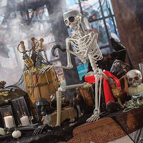 Amazon.com: Fun Express 5 Foot Posable Pirate Skeleton: Toys & Games Pirate Skeleton Halloween, Pirate Halloween Decorations, Pirate Halloween Party, Pirate Costume Kids, Pirate Skeleton, Halloween Themes Decorations, Halloween Skeleton Decorations, Cool Skeleton, Fairy Halloween Costumes