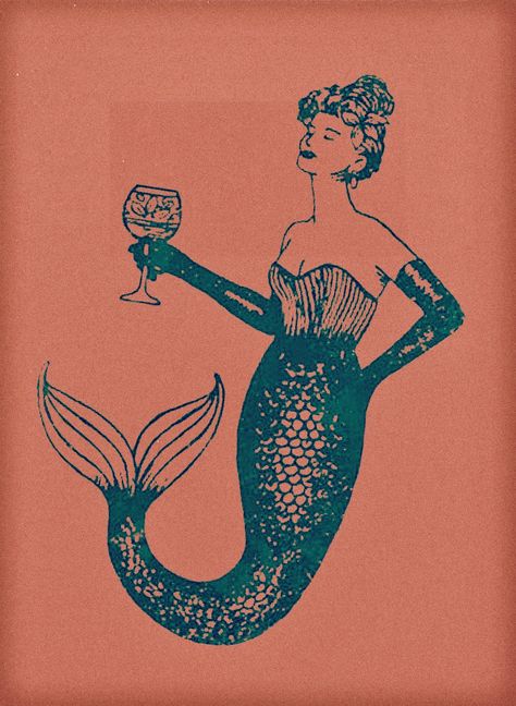 Art Deco Mermaid Tattoo, Traditional Mermaid Tattoos Old School, Diving Mermaid Tattoo, Vintage Mermaid Illustration, Art Deco Mermaid, Vintage Mermaid Art, Vintage Mermaid Tattoo, Siren Tattoo, Mermaid Tattoo