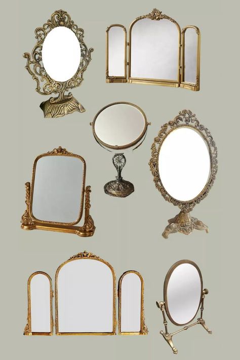 Enhance your French style home decor with Parisian style vanity mirrors, adding vintage charm to your apartment interior design. Explore vintage home decor ideas to create a timeless and elegant ambiance in your space. Vanity Mirror Vintage, Parisian Vanity, Parisian Mirror, Vintage Vanity Aesthetic, French Style Home Decor, Vanity Aesthetic, Vintage Vanity Mirror, Vintage Home Decor Ideas, French Style Home