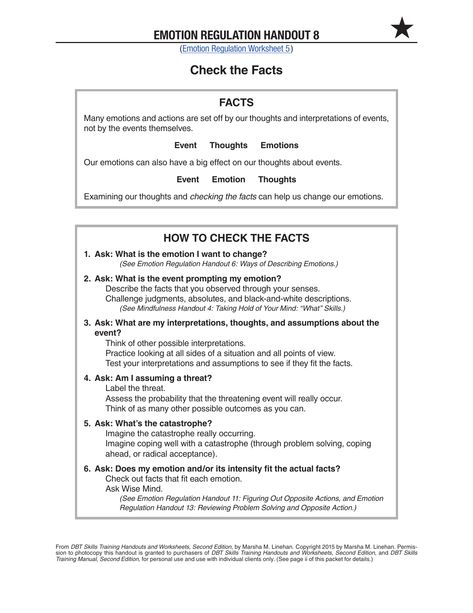 Dbt Skills Emotional Regulation Worksheets, Checking The Facts Dbt, Check The Facts Dbt Worksheet, Dbt Emotional Regulation Worksheet, Emotion Regulation Worksheet, Dbt Emotion Regulation Activities, Check The Facts Dbt, Dbt Skills Emotional Regulation, Emotion Regulation Dbt