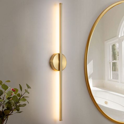 The minimalist yet innovative high-end design makes this 1-light modern linear integrated LED wall light the ideal choice for your bathroom and mirror area. Hanging Lights In Bathroom, Bathroom Hanging Lights, Lights For Mirror, Mirror Area, Bathroom Vanity Lights, Light Bathroom Vanity, Bathroom Lights, Side Lamps, Light Bathroom