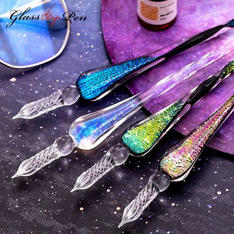 Glass Calligraphy, Glass Dip Pen, Calligraphy Pen Set, Glass Pen, Art Industry, Beautiful Writing, Crystal Pen, Calligraphy Drawing, Arte Do Kawaii