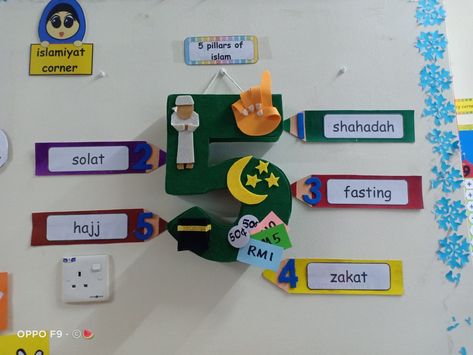 5 pillars of islam by teacher mun Islamiat Charts For Classroom, 5 Pillar Of Islam Art And Craft, Five Pillars Of Islam Project, Islamic School Decoration Ideas, Five Pillars Of Islam For Kids, 5 Pillars Of Islam For Kids, Islamic Classroom Decoration, Islamic Projects For School, Muslim Kids Activities Craft Ideas