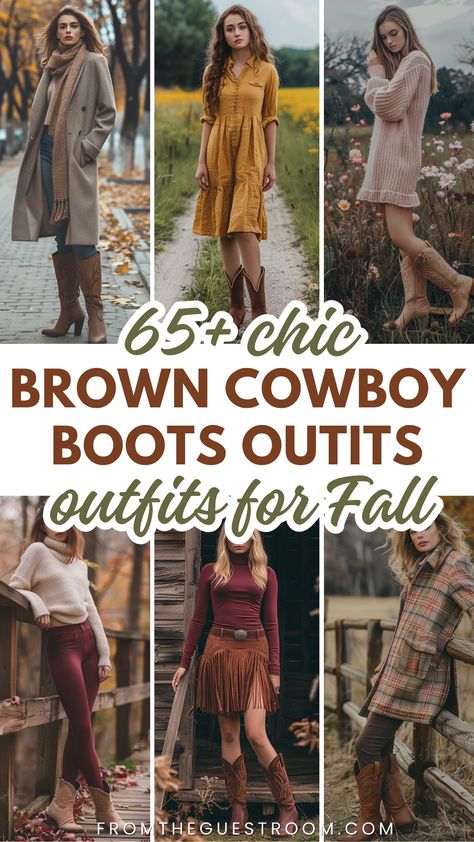 women wear brown cowboy boots outfits for fall, western outfits Brown Cowboy Boots Outfit Plus Size, Ladies Cowboy Boots Outfits, Outfits For Brown Boots, Cowgirl Boots Outfit Work, Brown Ankle Cowboy Boots Outfit, Brown Cowboots Outfit, Tecovas Annie Boots Women Outfit, Work Outfits With Cowboy Boots, Plus Size Cowboy Boots Outfit For Women