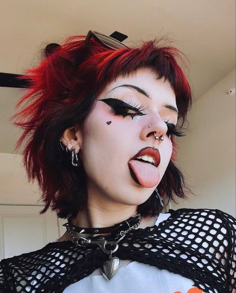 Caroline Carr Hair, Goth Haircut Medium, Goth Haircut, Lgbt Songs, Caroline Carr, Pastel Pixie, Sweeping Bangs, If I Was A, Choppy Bob Hairstyles