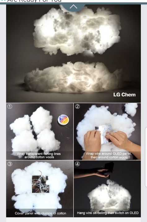 Cloud Lighting, Diy Luminaire, Cloud Decoration, Cloud Lamp, Diy Clouds, Cloud Lights, Bedroom Crafts, Diy Home Decor Bedroom, Diy Home Decor On A Budget