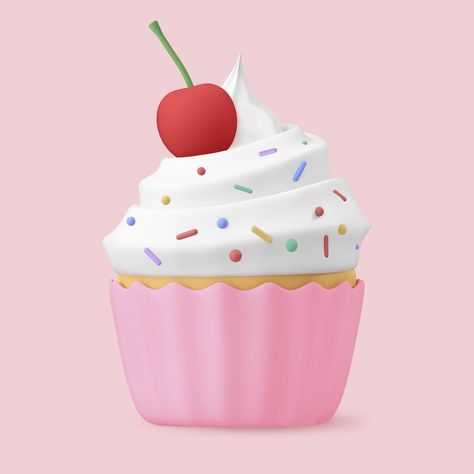 Birthday Cake Sticker, Food 3d, Cartoon Cupcakes, Cake Sticker, Birthday Graphic, Cupcake Drawing, Dessert Illustration, Cupcake Images, Cupcake Birthday