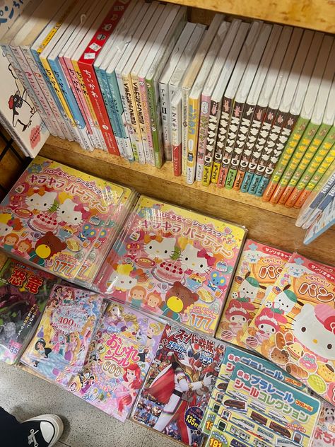 Sanrio Store Aesthetic, Japanese Book Store Aesthetic, Ali Core, Little Tokyo Los Angeles, Hello Kitty Places In Japan, Sanrio Cafe Japan, Sanrio Store Japan, Japanese Practice, Books Stickers