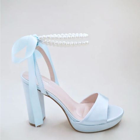 Brand New, Never Worn. Perfect Condition. Perfect Something Blue For A Wedding. Cinderella Quinceanera Shoes, Powder Blue Heels, Blue Wedding Heels For Bride, Light Blue Platform Heels, Blue Quinceanera Shoes, Blue Heels Aesthetic, Blue Wedding Shoes For Bride, Sky Blue Heels, Pale Blue Heels