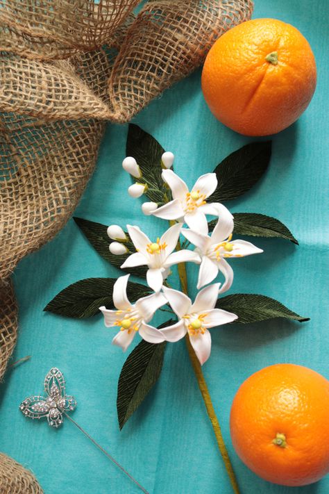 Botanical Vintage, Lemon Blossoms, Motif Art Deco, Orange Blossoms, Flowers Orange, Blossom Tattoo, Vintage Weddings, Handmade Flowers Paper, Orange Aesthetic