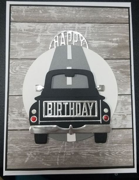 Car Cards For Men, Man Birthday Cards Handmade, Spellbinders Truckin Through The Seasons, Car Cards Handmade, Truck Birthday Card, Birthday Card Male, Car Birthday Card, Truck Cards, Car Cards