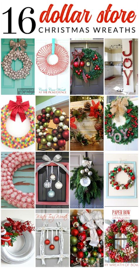 Gorgeous Dollar Store Christmas Wreaths - These gorgeous DIY wreaths were all made from supplies that you can find at your local dollar store! Genius and beautiful dollar store Christmas decor ideas. Store Christmas Decor, Dollar Store Christmas Decor, Dollar Store Christmas Decorations, Dollar Tree Christmas Decor, Dollar Store Christmas, Dollar Tree Christmas, Diy Wreaths, 12 December, Christmas Decor Ideas