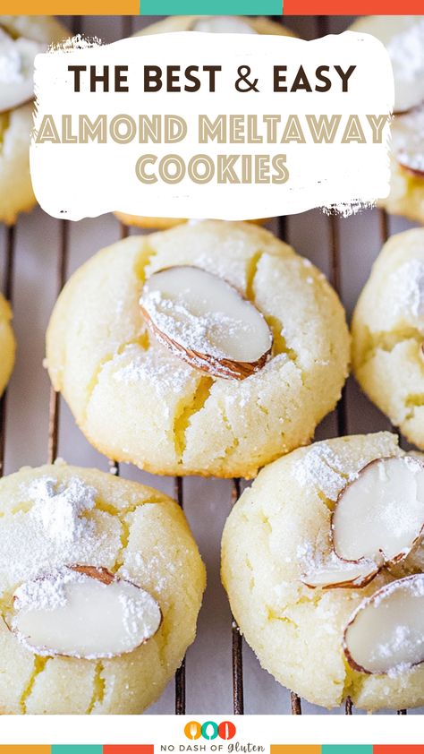 These Easy Almond Meltaway Cookies are soft, buttery, and melt in your mouth with a perfect almond glaze. Ready in just 20 minutes, they’re the ideal quick dessert for any gathering. Whether it’s for holidays, parties, or just a sweet treat, these cookies will be a hit! Save this recipe now and give them a try! Almond Slice Cookies, Melt In Your Mouth Almond Cookies, Buttery Almond Cookies, Almond Meltaway Cookies Recipe, Almond Macaroon Cookies, Almond Cookies With Almond Paste, Crispy Almond Cookies, Rum Buttered Almond Cookies, Almond Paste Desserts