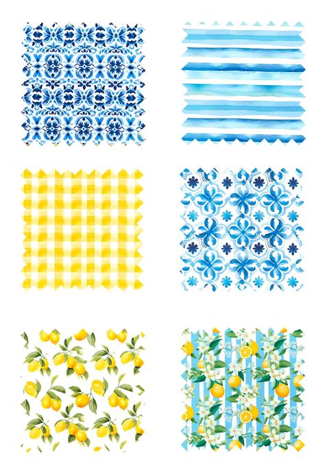 Buy Little Italy SEAMLESS Digital Paper Pack ITALIAN Tiles Pattern Design Mediterranean Lemon Print Wallpaper Art for Scrapbooking Online in India - Etsy Italian Print Pattern, Italian Patterns, Italy Scrapbook, Mediterranean Pattern, Italian Tiles Pattern, Italy Pattern, Tiles Pattern Design, Tile Painting, Italian Pattern