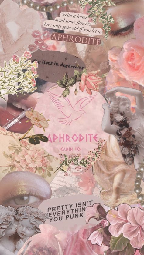 Aphrodite cabin 10 #cabin10 #aphrodite #beauty #outfitinspo #nature #vibes #music #quotes #percyjackson #percyjacksonandtheolympians Titans Greek Mythology, Aphrodite Beauty, Cabin Wallpaper, Aphrodite Cabin, Cabin 10, Aphrodite Aesthetic, Percy Jackson Wallpaper, Aphrodite Goddess, Greek Mythology Gods