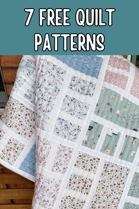 Discover an array of free quilt patterns! From traditional blocks to contemporary designs, explore a wealth of options for quilting enthusiasts of all skill levels. Download patterns for quilts, wall hangings, and more, and embark on your next creative project with inspiration and excitement! Whimsical Quilt Free Pattern, Quilts For Large Scale Prints, Serenity Quilt Pattern, Quilt Square Patterns Free, Quilt Patterns With 4 Fabrics, Free Quilt Wall Hanging Patterns, Simply Done Quilt Pattern Free, Quilt Patterns With Sashing, Diy Lap Quilts Free Pattern