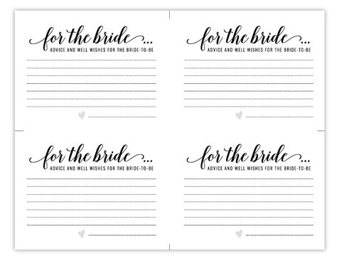 Free Printable Bridal Shower Activities | Advice Cards Advice For The Bride To Be Printable Free, Bride Advice Cards, Wedding Advice Cards Printable Free, Advice And Wishes For The Bride, Bridal Shower Printables Free, Advice For The Bride Printable Free, Advice For The Bride To Be, Bridal Shower Advice Ideas, Advice Cards For Bride