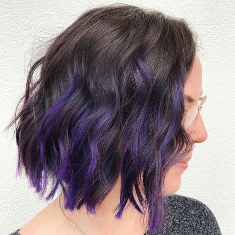 All Purple Hair, Purple Hair Shoulder Length, Purple Panelling, 2a Hair, Purple Brown Hair, Short Purple Hair, Light Purple Hair, Short Ombre Hair, Beauty Hair Color