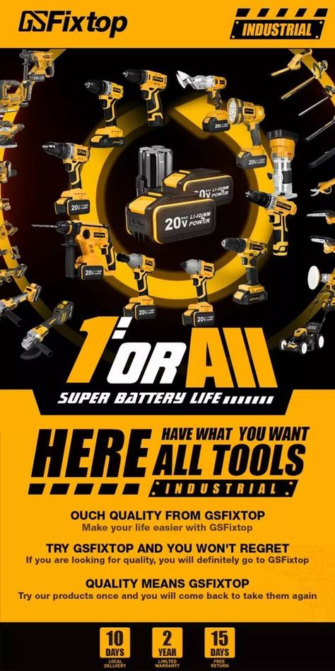 Power Tools Poster, Hardware Tools Poster Design, Electronics Product Poster Design, Engine Oil Creative Ads, Tools Advertising, Power Tools Design, Graphic Design Education, Social Media Images Design, Tools Design