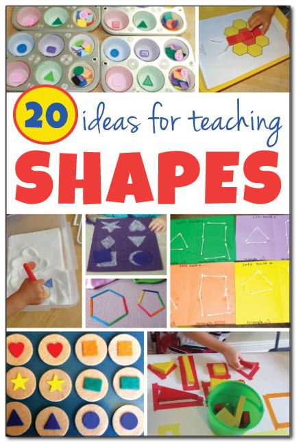 20 ideas for teaching shapes || Gift of Curiosity Teaching Shapes, Shapes Preschool, Teaching Toddlers, Learning Shapes, Shapes Activities, Preschool Math, Preschool Classroom, Preschool Fun, Toddler Learning