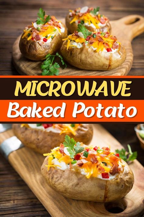 When you're short on time, try this microwave baked potato for a tasty side! In just a few minutes, you'll have a perfect, fluffy potato, ready to dress with all your favorite fixings. Microwave Baked Potato, Baked Potato Microwave, Baked Potato Toppings, Cast Iron Skillet Cooking, Best Baked Potato, Microwave Dishes, Making Baked Potatoes, Potatoes In Microwave, Microwave Baking