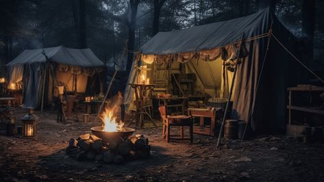 Medieval Tent Interior, Traveler Aesthetic Medieval, Expedition Aesthetic, Fantasy Tent, Medieval Camp, Ancient China Aesthetic, Fantasy Camp, Adventuring Party, Camp Aesthetic