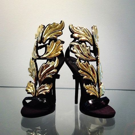 Giuseppe Zanotti and Kanye West Release New Black & Gold Edition of the "Cruel Summer" Heels Yellow High Heels, Zanotti Heels, Gladiator Shoes, Giuseppe Zanotti Heels, Summer Heels, Hot Heels, Gold Sandals, Unique Shoes, Gold Heels