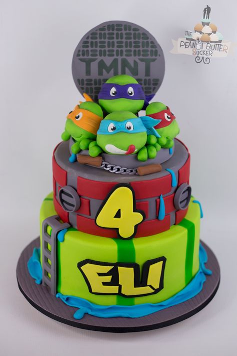 Ninja Turtle Cake Ninja Cakes, Ninja Turtles Birthday Cake, Ninja Turtle Birthday Cake, Teenage Mutant Ninja Turtle Cake, Ninja Cake, Tmnt Cake, Mutant Ninja Turtles Party, Turtle Birthday Parties, Tmnt Birthday