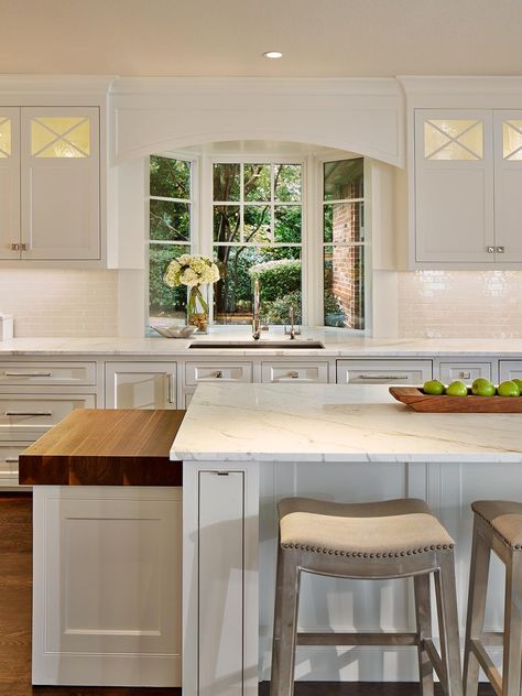 Sunlight Kitchen, Sink Window, Window Over Sink, Shaker Style Kitchen Cabinets, Kitchen Bay Window, Kitchen Sink Window, Window Seat Kitchen, Window Kitchen, Kitchen Windows