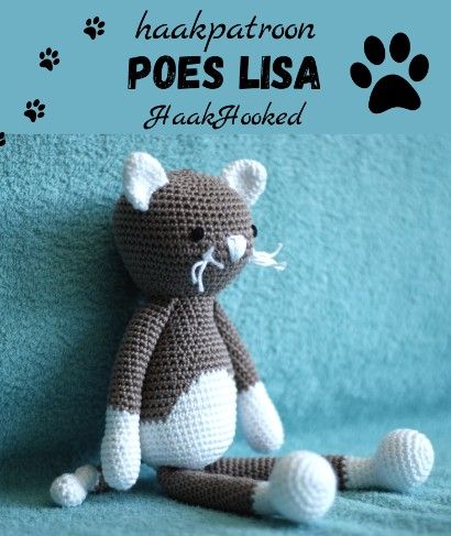 Haakpatroon Poes Lisa • Haakinformatie Dutch Pattern, Baby Haken, Kat Haken, Haken Baby, Crochet Cat, Cat Illustration, Crochet Dolls, Animal Pattern, Baby Knitting Patterns