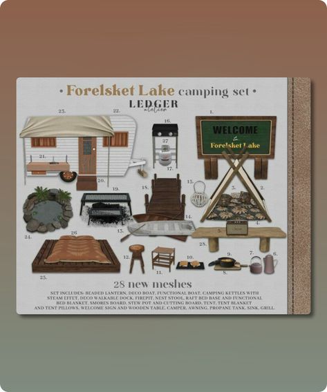 Sims 4 Furniture CC: Forelsket Lake SET Camping Sims 4 Cc, Sims 4 Boat Cc, Sims 4 Tent Cc, Sims 4 Camper, Sims 4 Camping Cc, Sims 4 Camping, Lake Rafts, Beaded Lantern, Sims 4 Furniture