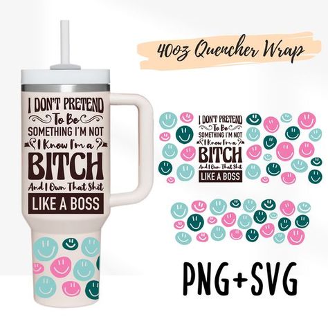 2 Designs 40oz Quencher Stanley tumbler Full wrap Like A Boss Adult Humor, Funny Adult | Mom 40 oz SVG Smiley | 40oz Silhouette Template 40 Oz Sublimation Tumbler, 40oz Tumbler Wrap, Glass Tumbler Design, Inspirational Tumbler, Stanley Adventure, Summer Tumbler, Silhouette Template, Stanley Tumbler, Custom Tumbler Cups