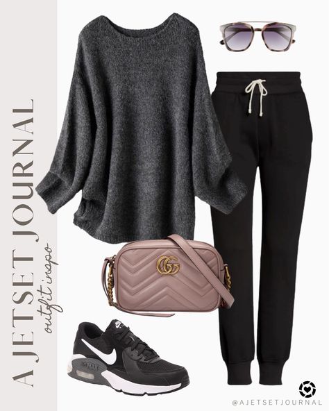 Trending Outfit Ideas for Fall - A Jetset Journal Emma Outfits, Black Joggers Outfit, Amazon Outfit Ideas, Cozy Fall Fashion, Outfit Ideas October, Outfit Ideas For Fall, Lazy Day Outfits, Athleisure Outfits, Weekend Wear