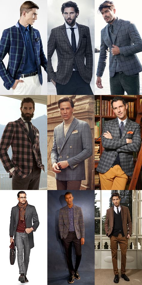 Men's Checked Suiting Separates Outfit Lookbook Inspiration Check Suits For Men Wedding, Check Blazer Outfits Men, Checkered Blazer Outfit Men, Checked Blazer Outfit Men, Checks Blazer For Men, Checkered Suit Men, Checked Blazer Outfit, Separates Outfit, Check Suits For Men